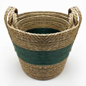 Antigua - Natural and Green Rattan Basket