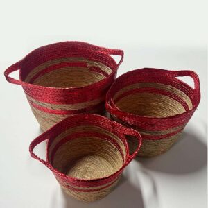 Kigali - Natural and Red Stripe Basket