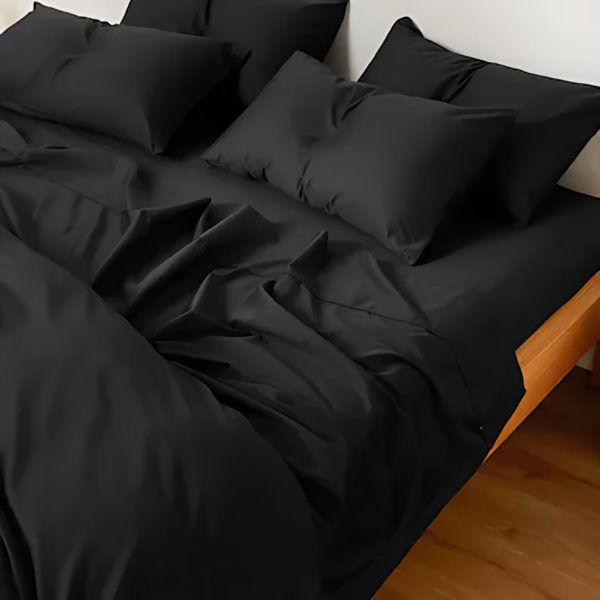 Breathable-top-quality-plain-black-bed-sheet