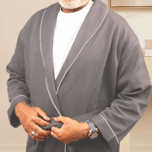 Charcoal Grey Pineapply Cotton Bathrobe