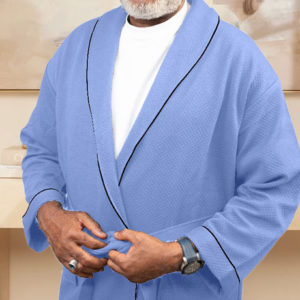 Periwinkle Blue Pineapply Cotton Bathrobe