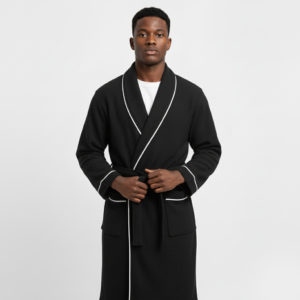 Black Pineapply Cotton Bathrobe