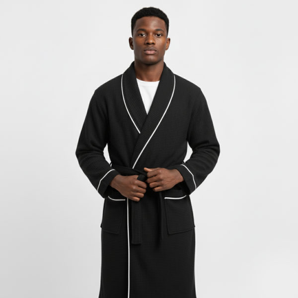 Black Pineapply Cotton Bathrobe