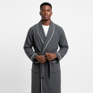 Charcoal Grey Pineapply Cotton Bathrobe