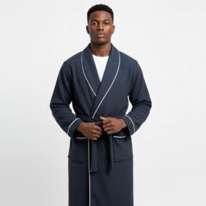Midnight Blue Pineapply Cotton Bathrobe