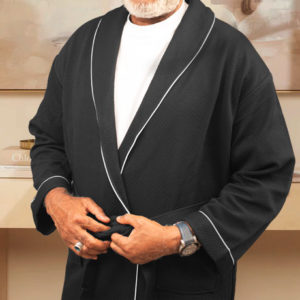 Black Pineapply Cotton Bathrobe