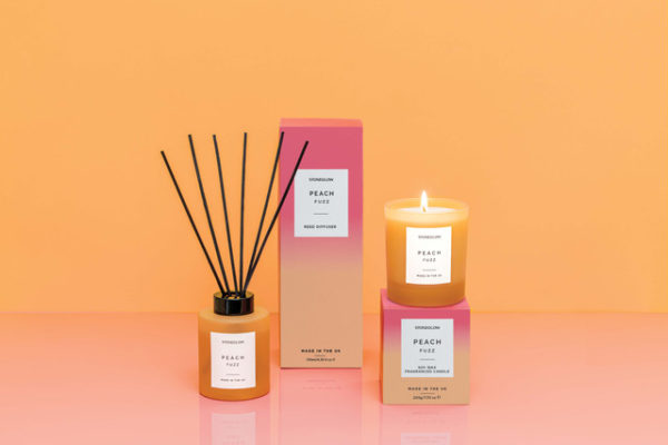 Sol - Peach Fuzz - Scented Reed Diffuser 130ml - Orange Glass - Image 3
