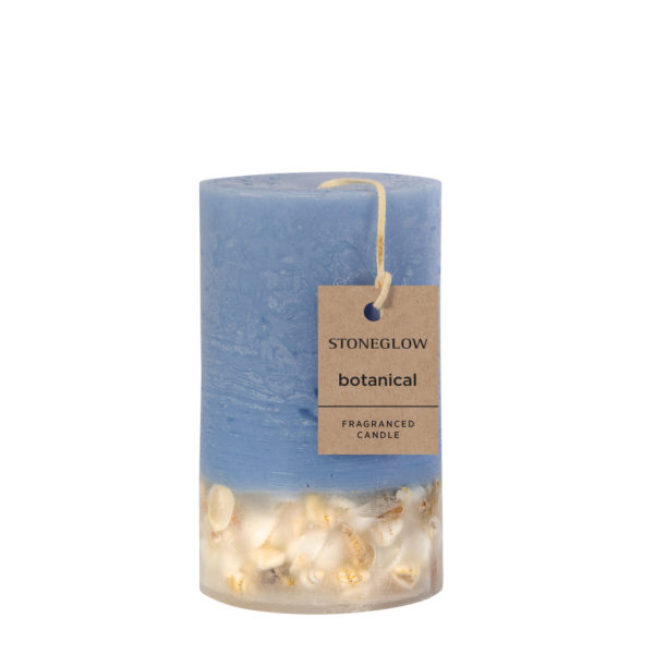 Elements - Water - Wood Sage & Samphire Scented Botanical Inclusion Pillar Candle (75 X 127mm)
