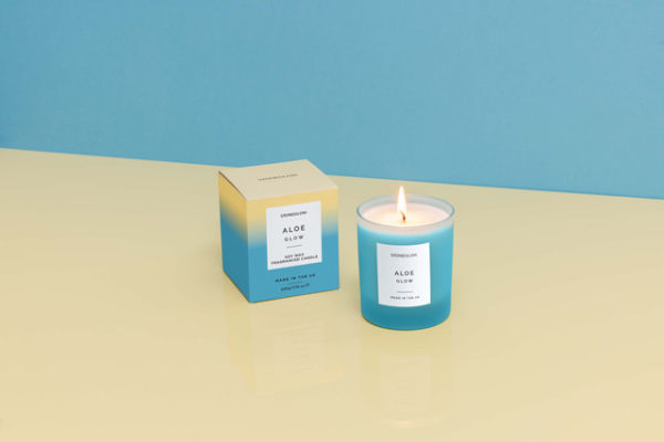 Sol - Aloe Glow - Soy Wax Scented Candle Tumbler (90 x 80mm) - Blue Glass - Image 2