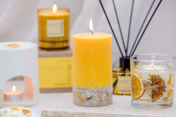 Elements - Energy - Bitter Orange & Coriander - Scented Botanical Pillar Candle (75 x 127mm) - Image 3