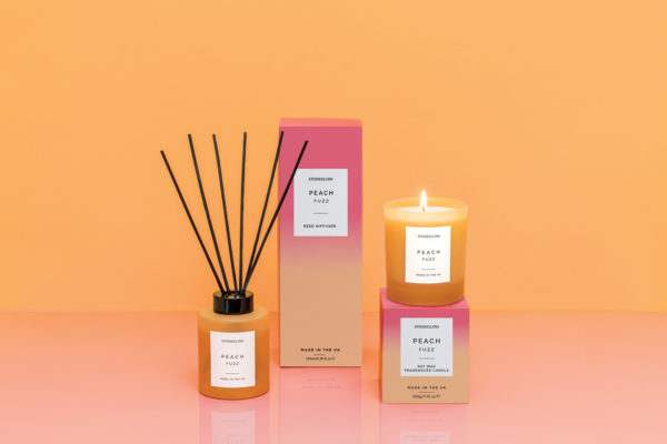 Sol - Peach Fuzz - Soy Wax Scented Candle Tumbler (90 x 80mm) - Orange Glass - Image 3