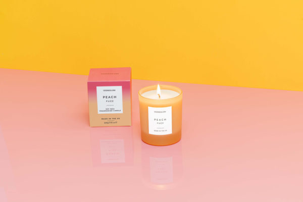 Sol - Peach Fuzz - Soy Wax Scented Candle Tumbler (90 x 80mm) - Orange Glass - Image 2