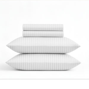 Signature Collection: 1200TC Egyptian Cotton Sateen Bedding – Stripe White