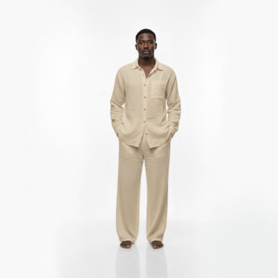 Muslin-Ivory-Lounge-WearMen Men's Muslin Premium Ivory Lounge Wear