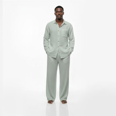 Muslin-Seafoam-Grey-Lounge-WearMen Men's Muslin Premium Seafoam Grey Lounge Wear