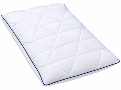 Quilted White Pillow with Navy Piping Down Alternative Pillow