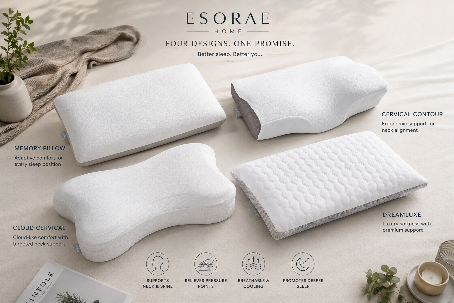 Buy quality memory pillow at esorae