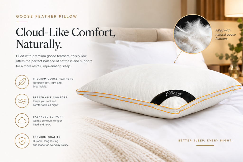 Goose feather pillow